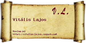 Vitális Lajos névjegykártya